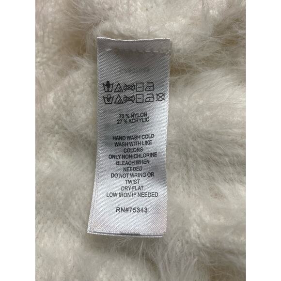 London Kaye Womens‎ White Pullover Fuzzy Sweater Size L Neutral Minimalist - Picture 6 of 6